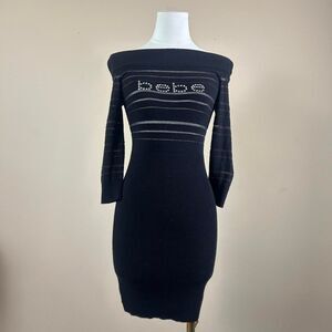 Bebe Y2K Mcbling Black Off The Shoulder Sweater Dress